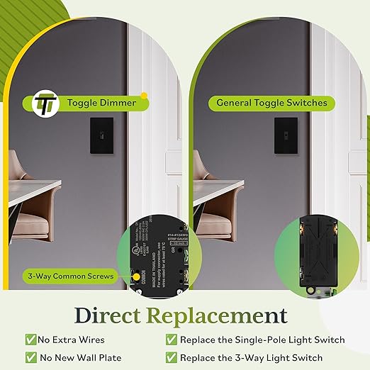 TG Digital Toggle Dimmer Light Switch (2 Pack)