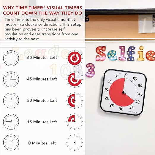 TIME TIMER 12 inch Visual Timer 60 Minute Kids Desk Countdown Clock