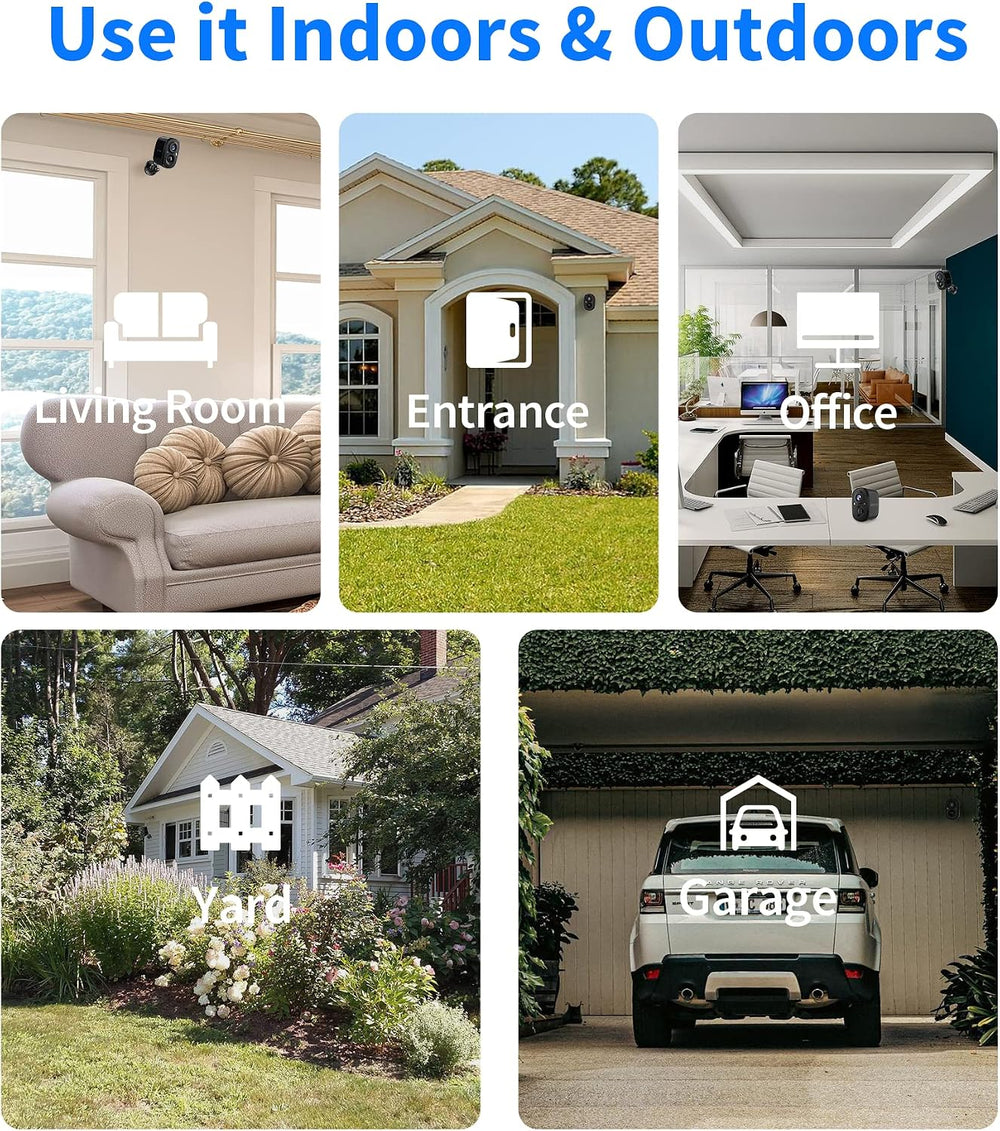 2K Wireless Security Cameras - Outdoor WiFi Security Cameras Color Night Visi...