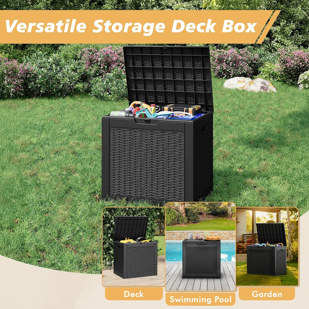 Fancyango 32 Gallon Outdoor Storage Deck Box Waterproof, Black