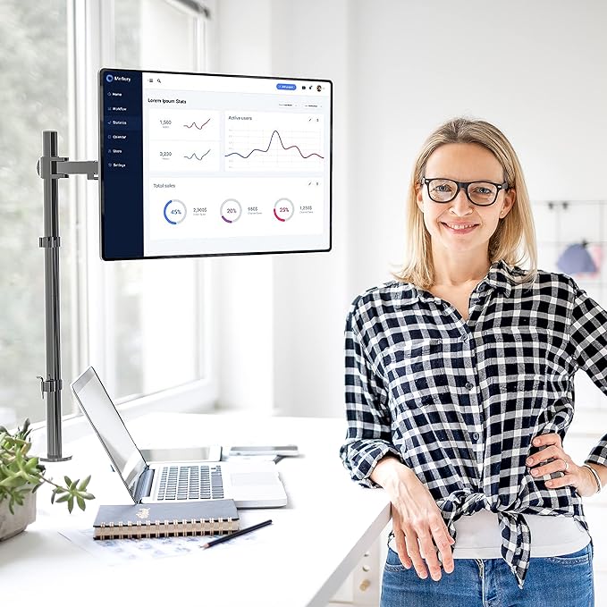 WALI Monitor Arm Mount for Desk, Single Extra Tall Computer Desk Mount