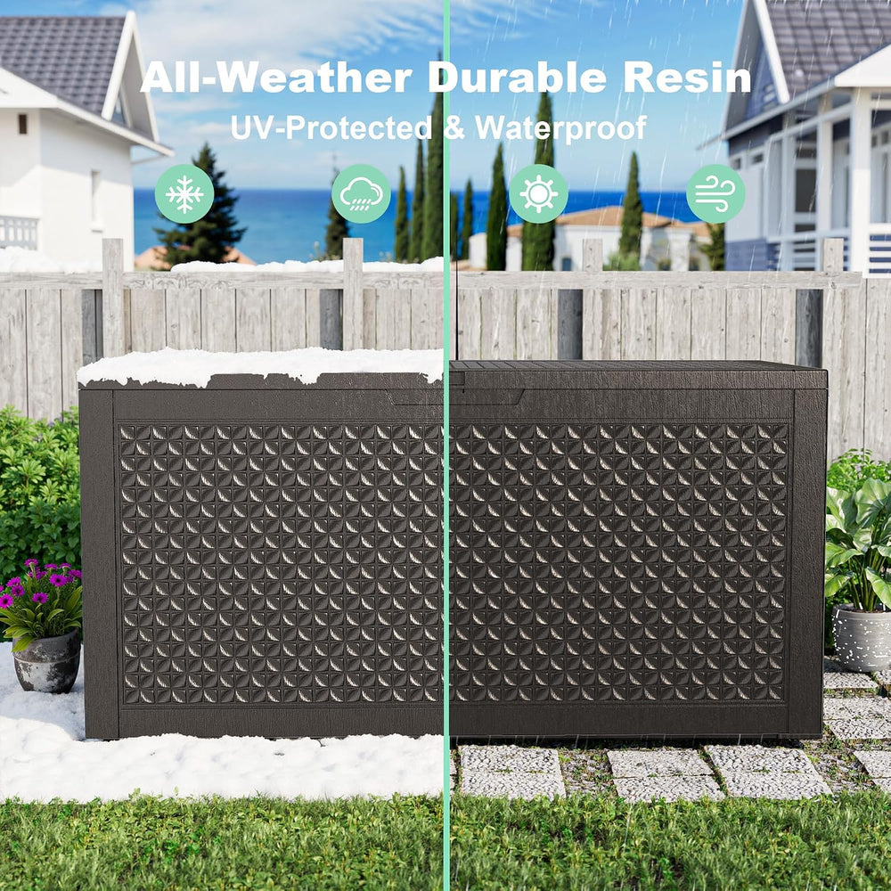 ROJIK 110 Gallon Deck Box Outdoor, Waterproof Outdoor Storage Boxes with Lids...