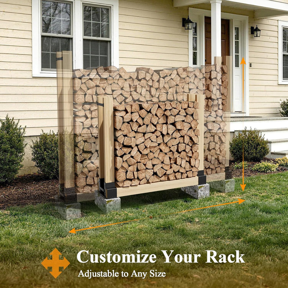 Mr IRONSTONE Firewood Rack Outdoor Indoor, Adjustable to ANY Length Firewood ...