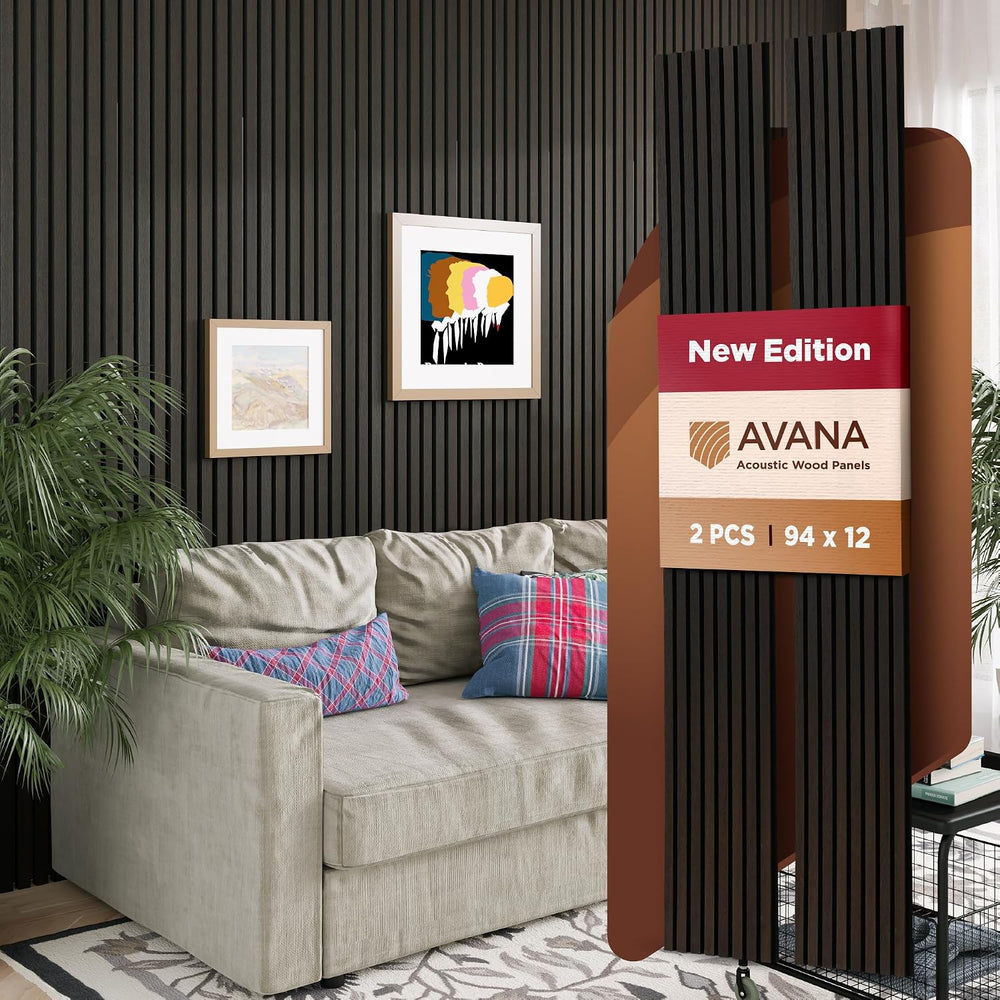 Avana Acoustic Wood Wall Panels – 94.4 X 12.6 Inch Smoke Oak Acoustic Panels ...