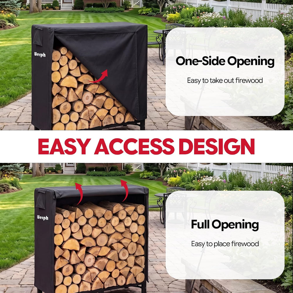 4FT Firewood Rack Outdoor with Cover, 700-Pound Steel Log Rack