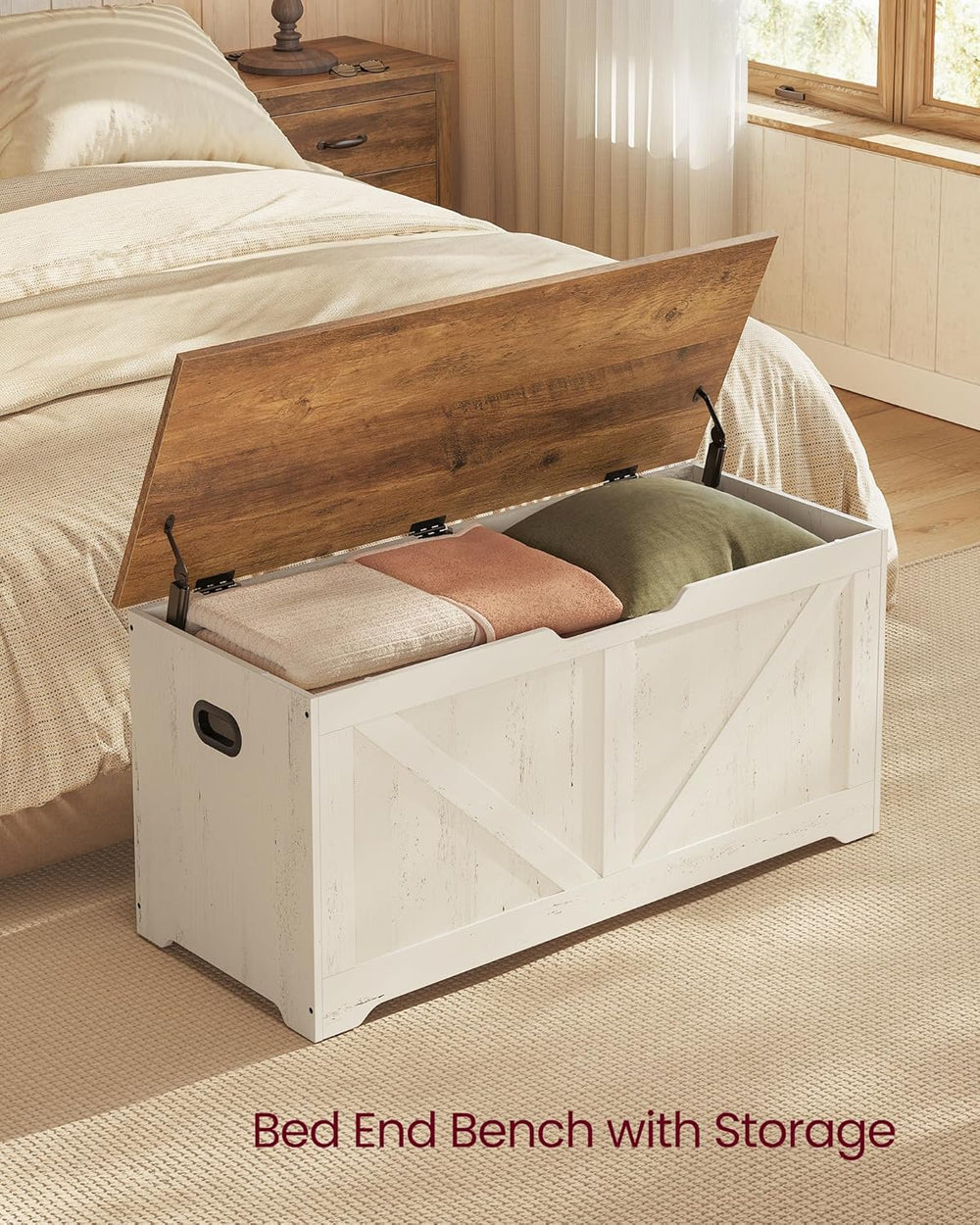 VASAGLE Storage Chest with 2 Safety Hinges, 15.7 x 39.4 x 18.1 Inches