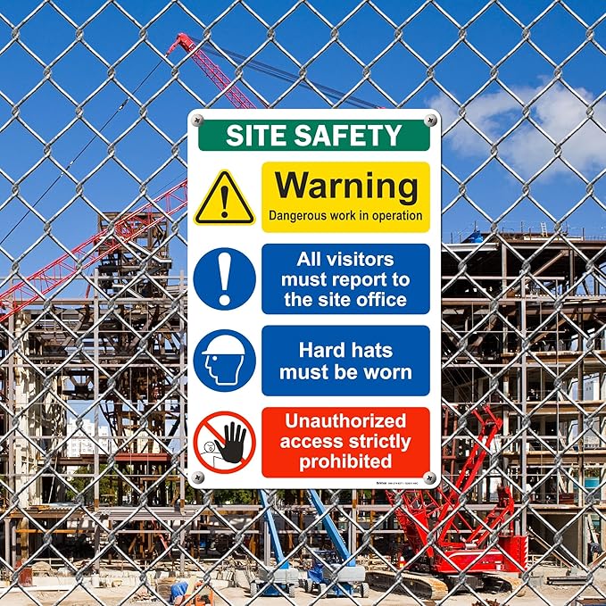 Brimar - 12" x 18" - Construction Site Safety Sign - .063″ White Ru...